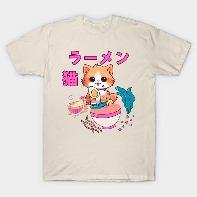 Japanese ramen cat sand T-Shirt by BrisaArtPrints